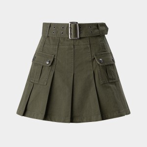 2024 Autumn New Arrival: American Prep School Style Cargo Pleated Skirt, Women's Half Skirt