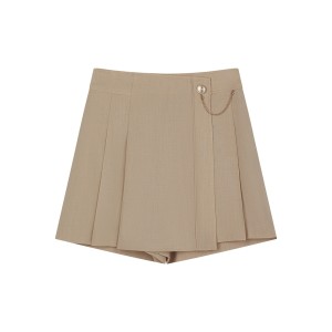 2024 Summer New Arrival: Casual Culottes in Khaki Color, Preppy Style, Fashionable Women's Pants